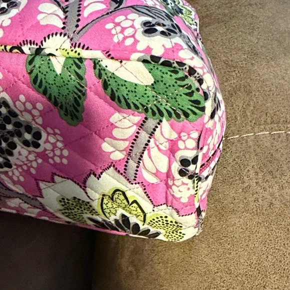 Vera Bradley Pink Floral Quilted Shoulder Bag with Yellow & Green Accents - Picture 5 of 8